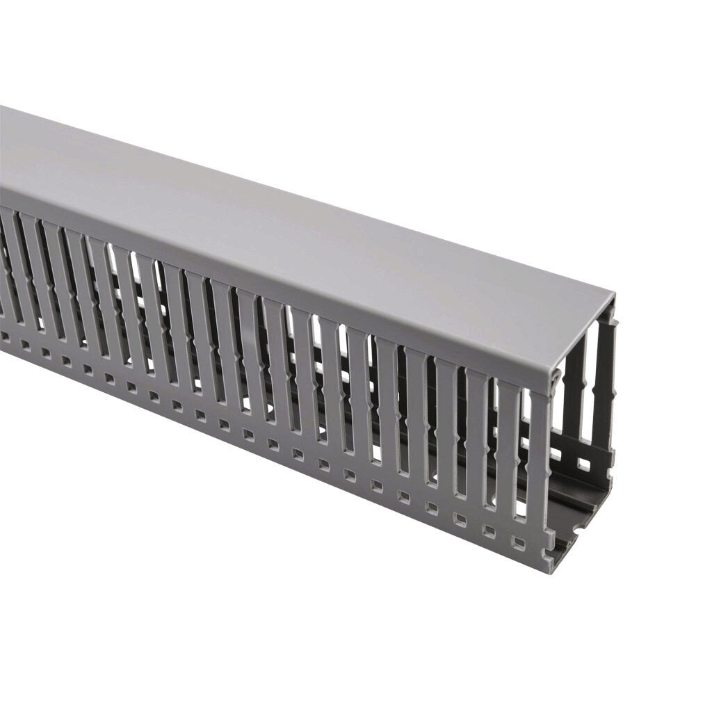 AchieVe WDN series open slot narrow finger wire duct, 1.5in width, 3in height, 6.5ft/2m length, gray. Cover included.-WDN-1530G-1