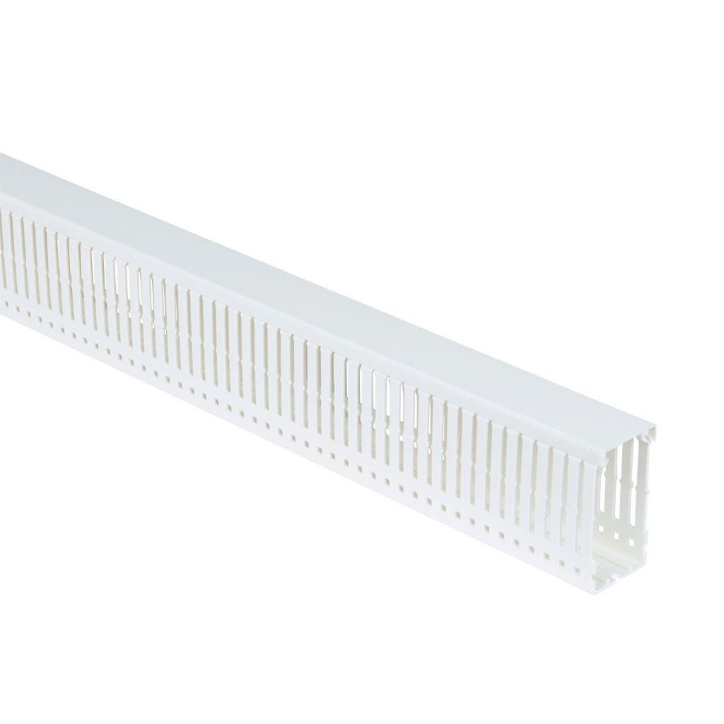 AchieVe WDN series open slot narrow finger wire duct, 1.5in width, 3in height, 6.5ft/2m length, white. Cover included.-WDN-1530W-1