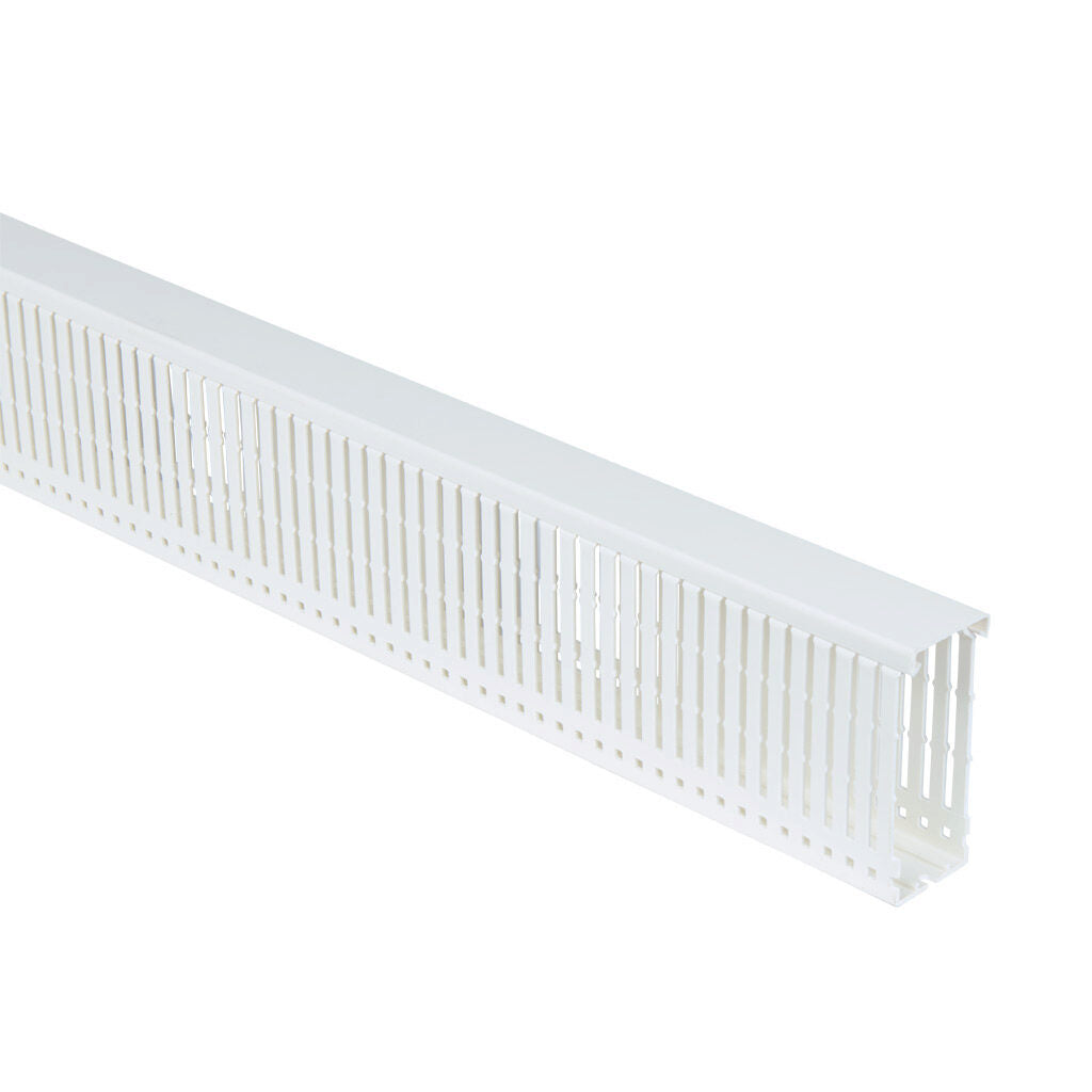 AchieVe WDN series open slot narrow finger wire duct, 1.5in width, 4in height, 6.5ft/2m length, white. Cover included.-WDN-1540W-1