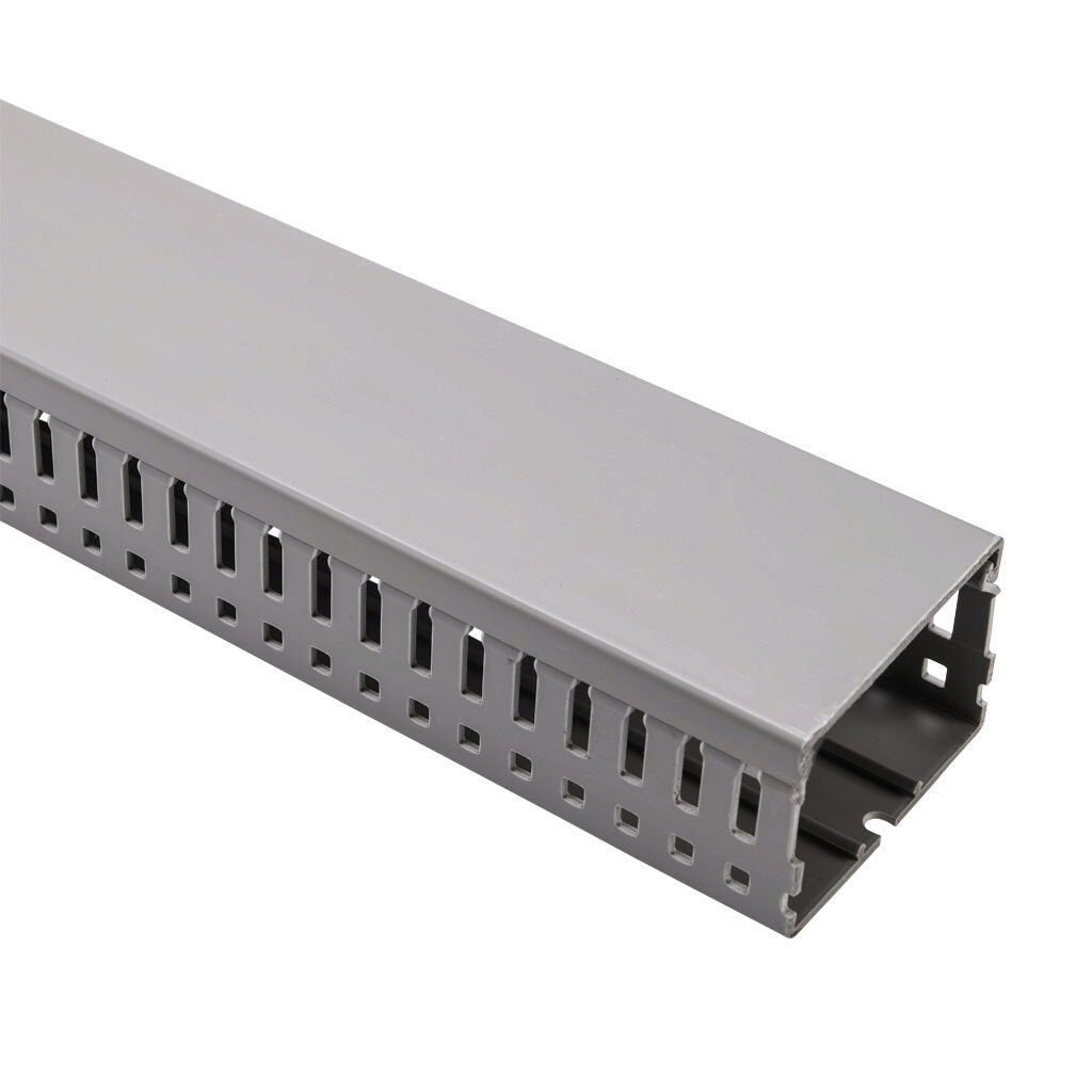 AchieVe WDN series open slot narrow finger wire duct, 2.25in width, 1.5in height, 6.5ft/2m length, gray. Cover included.-WDN-2215G-1