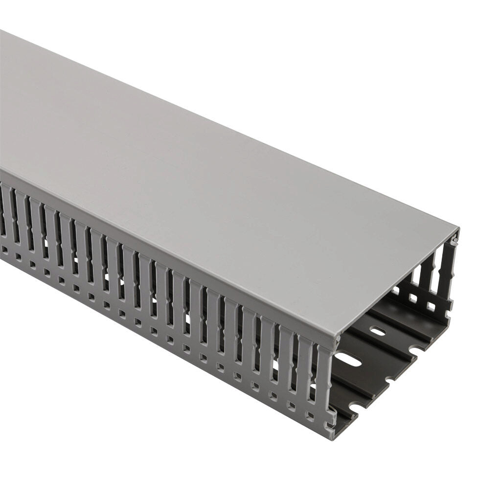 AchieVe WDN series open slot narrow finger wire duct, 4in width, 2.25in height, 6.5ft/2m length, gray. Cover included.-WDN-4022G-1
