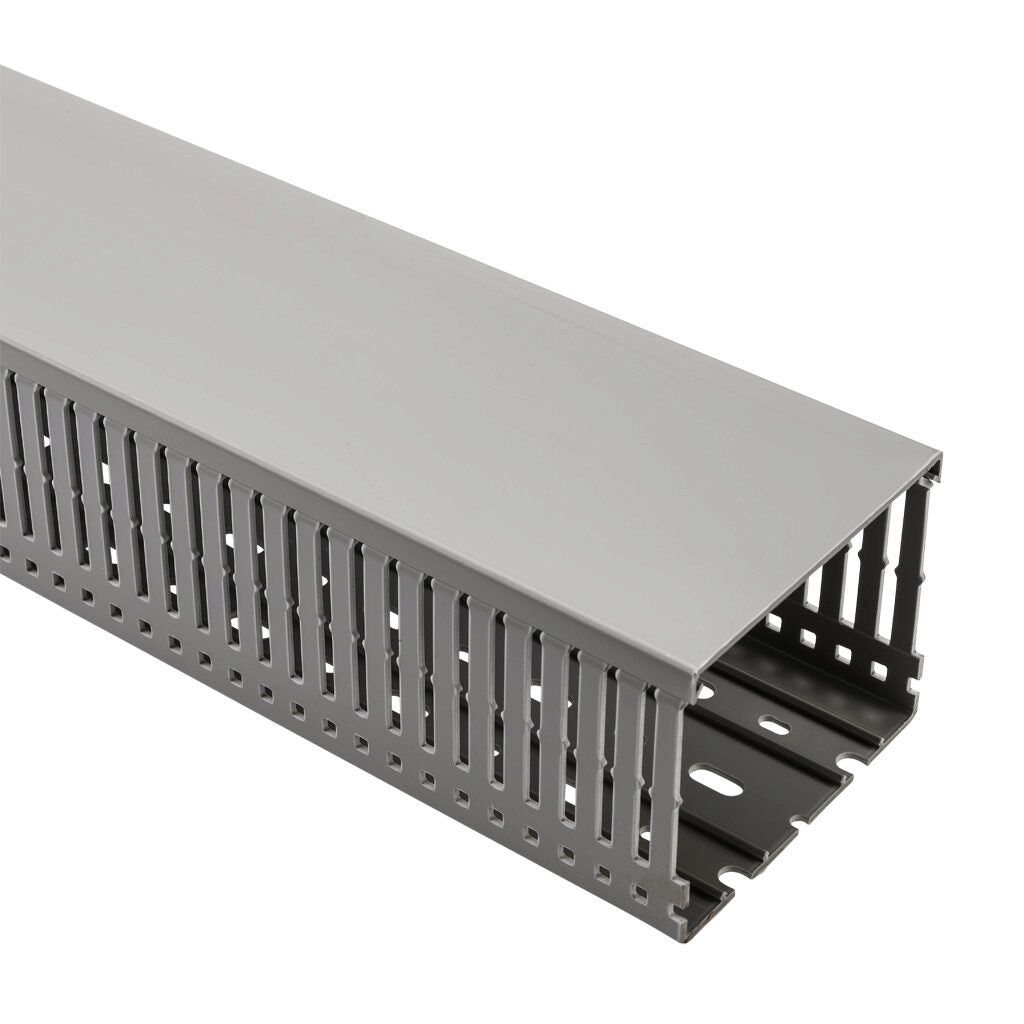 AchieVe WDN series open slot narrow finger wire duct, 4in width, 3in height, 6.5ft/2m length, gray. Cover included.-WDN-4030G-1