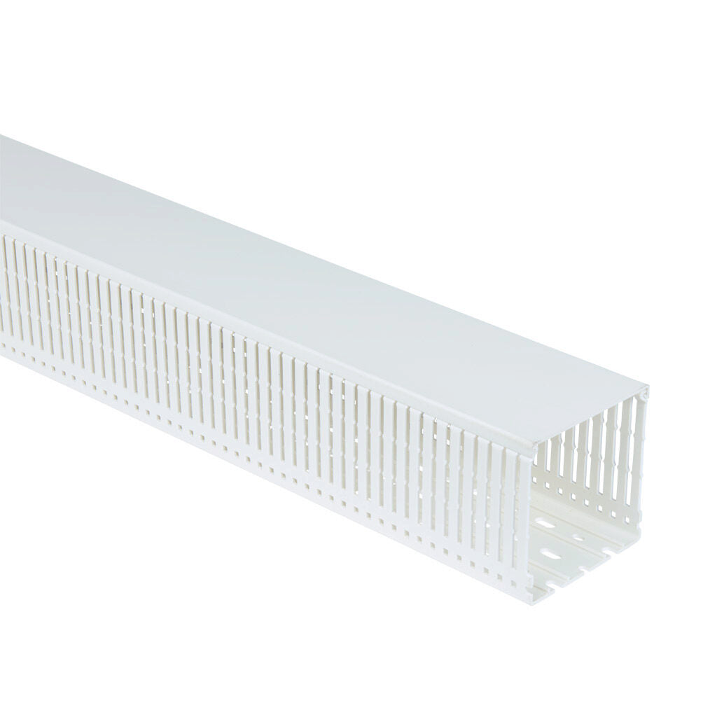 AchieVe WDN series open slot narrow finger wire duct, 4in width, 4in height, 6.5ft/2m length, white. Cover included.-WDN-4040W-1