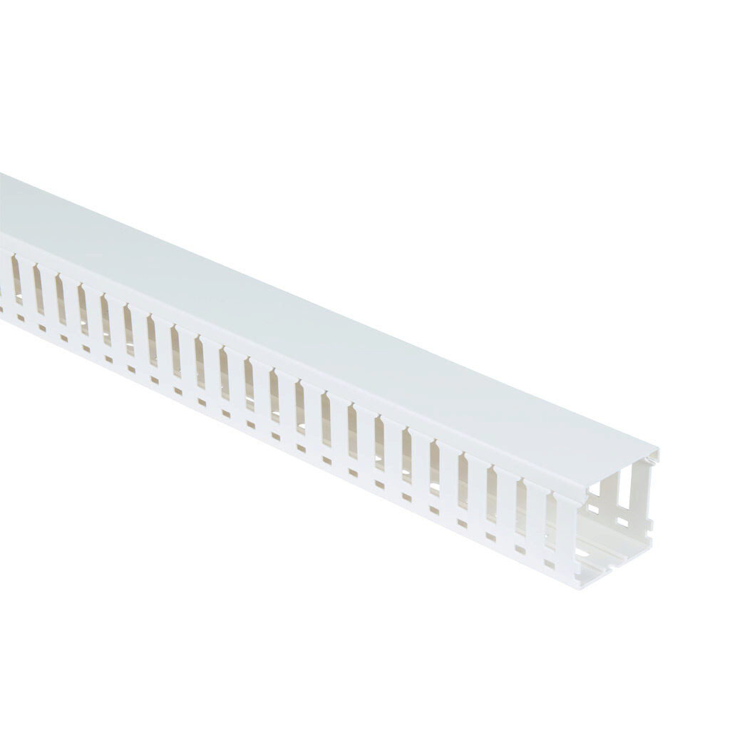 AchieVe WDW series open slot wide finger wire duct, 2.25in width, 2.25in height, 6.5ft/2m length, white. Cover included.-WDW-2222W-1