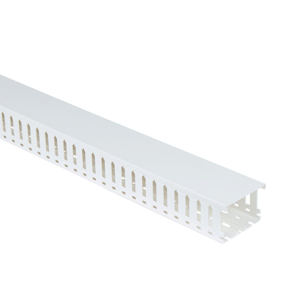 AchieVe WDW series open slot wide finger wire duct, 3in width, 2.25in height, 6.5ft/2m length, white. Cover included.-WDW-3022W-1