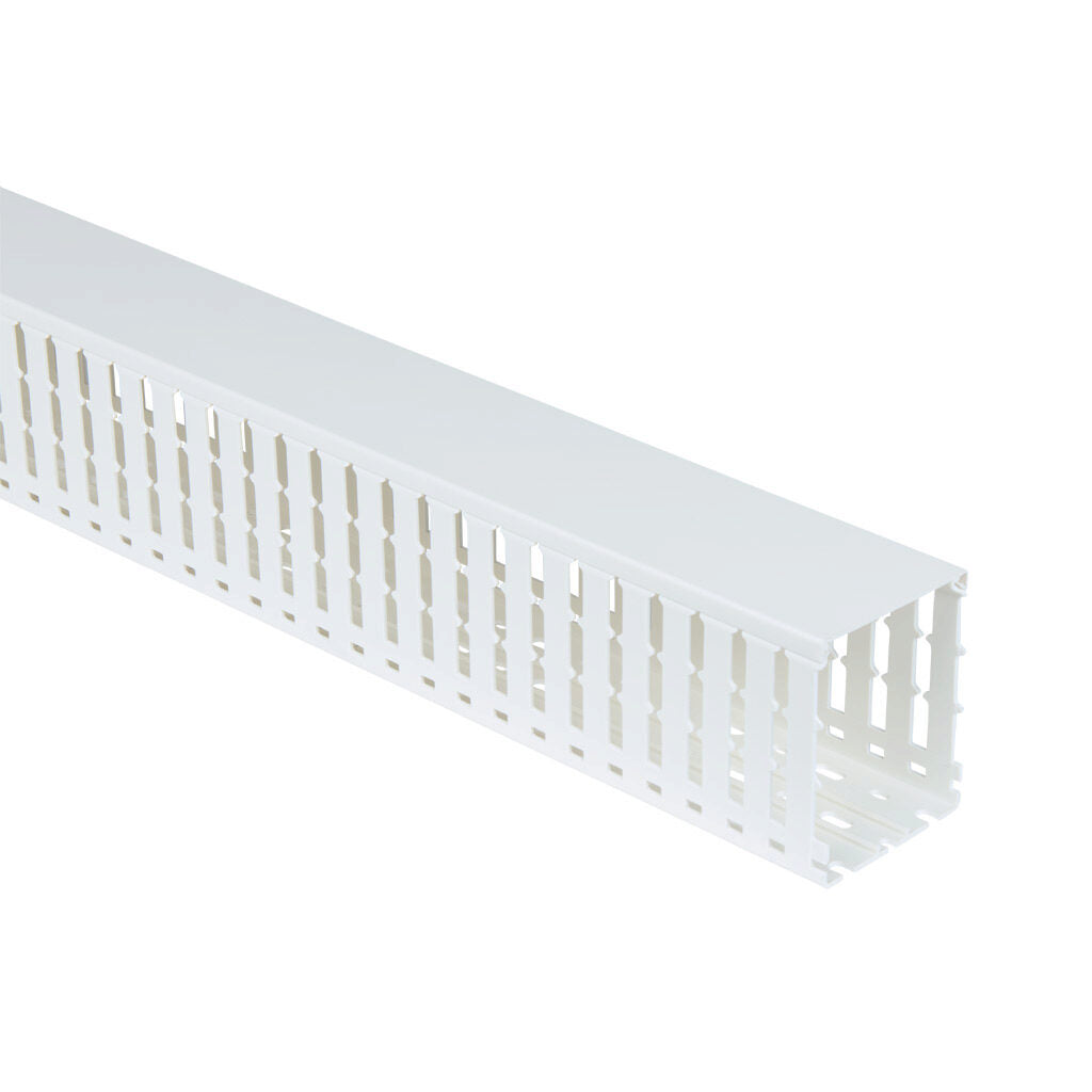AchieVe WDW series open slot wide finger wire duct, 3in width, 4in height, 6.5ft/2m length, white. Cover included.-WDW-3040W-1