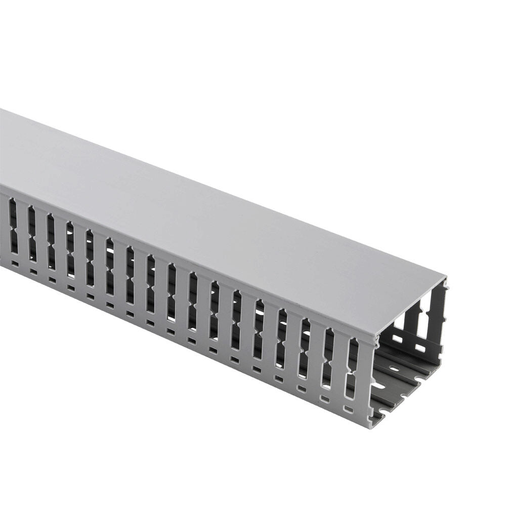 AchieVe WDW series open slot wide finger wire duct, 4in width, 3in height, 6.5ft/2m length, gray. Cover included.-WDW-4030G-1