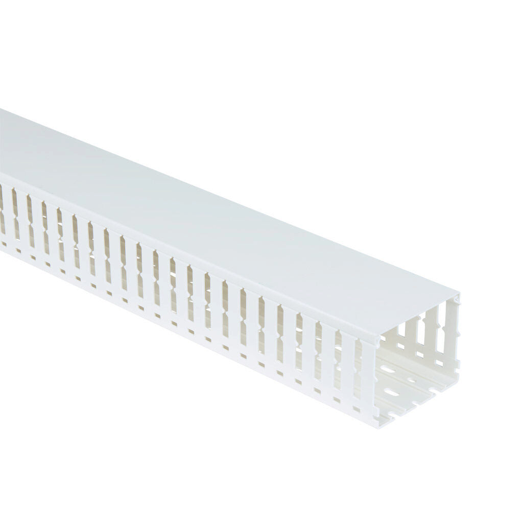 AchieVe WDW series open slot wide finger wire duct, 4in width, 3in height, 6.5ft/2m length, white. Cover included.-WDW-4030W-1