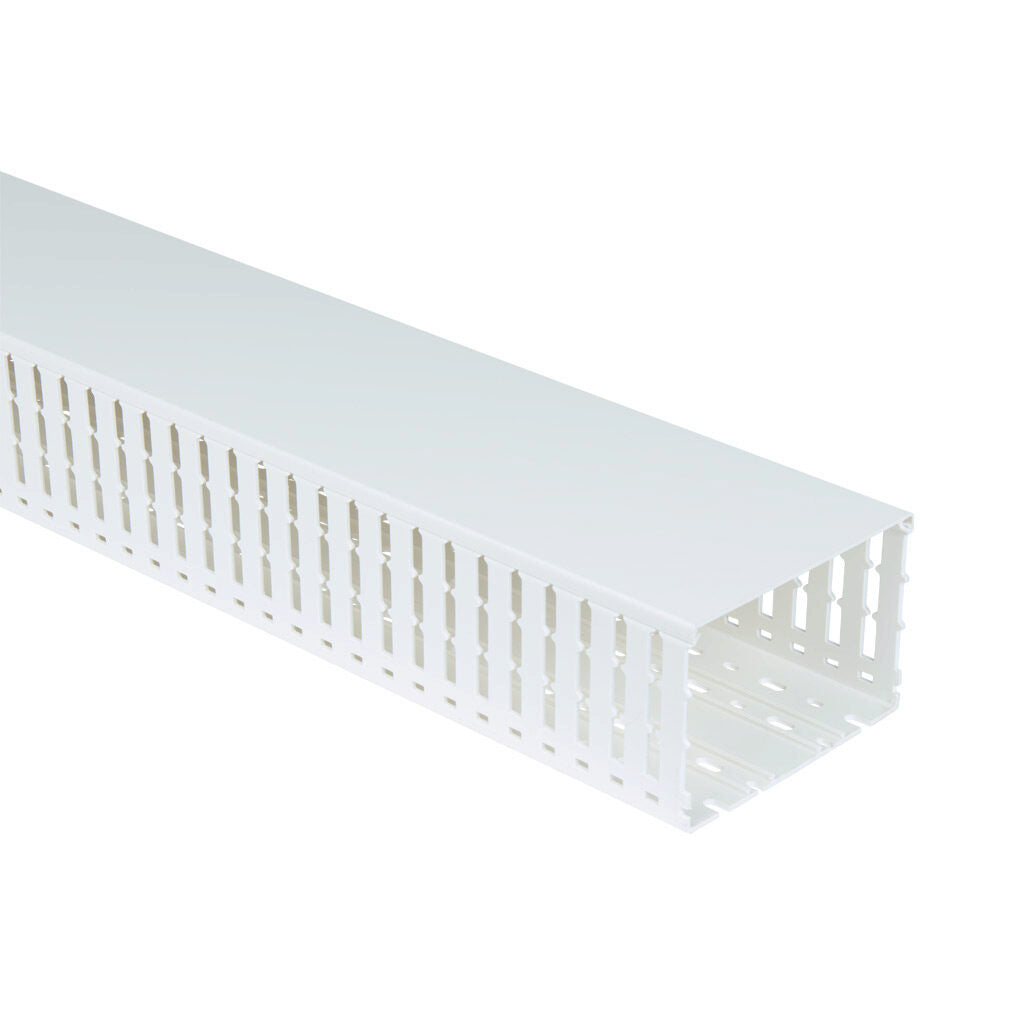 AchieVe WDW series open slot wide finger wire duct, 6in width, 4in height, 6.5ft/2m length, white. Cover included.-WDW-6040W-1