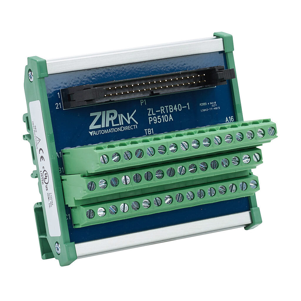ZIPLink reduced-width feedthrough module, 48-pole, DIN rail mount.-ZL-RTB40-1
