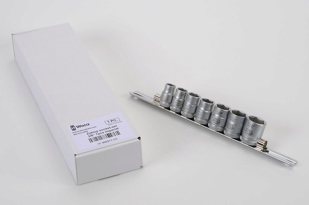 Wera socket set, 7 pieces, 3/8in drive, SAE.-05300211055