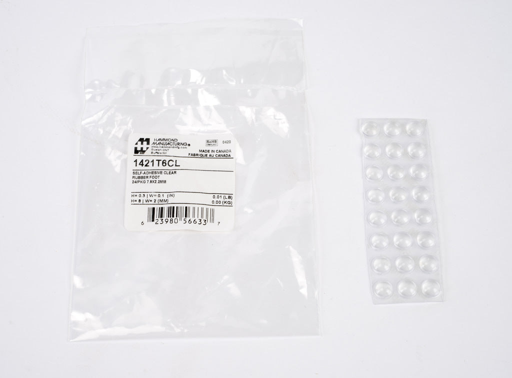 Hammond mounting feet, rubber, clear. Package of 24.-1421T6CL
