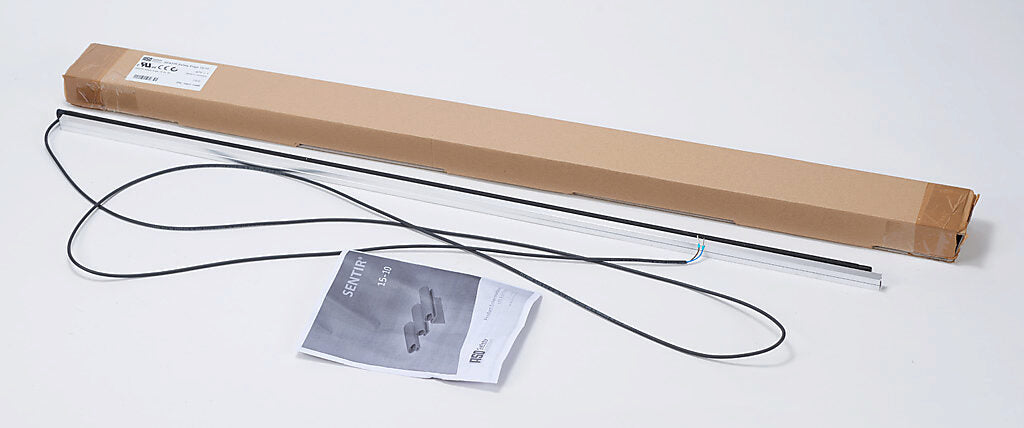 ASO Safety Solutions safety contact edge, 15 x 10mm, 3ft length, pigtail, 8.2ft/2.5m cable length. Aluminum mounting rail included. Preassembled with 8.2k ohm resistor for 2-wire installation.-1501-1469