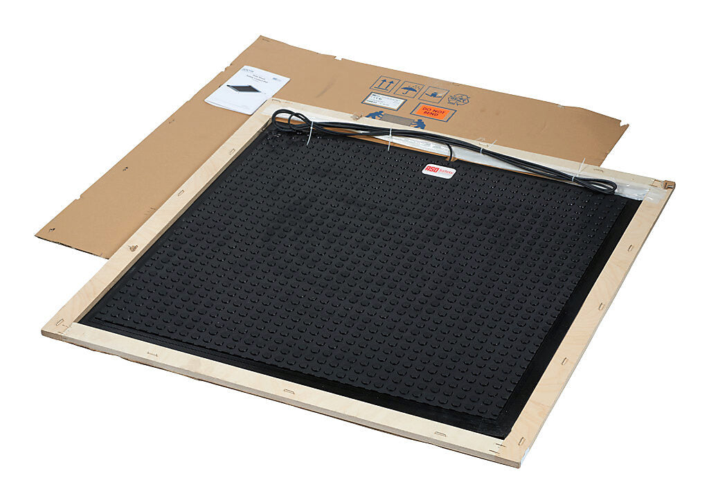 ASO Safety Solutions safety contact mat, 36 x 36in, integrated taper edge, 24 VAC/VDC operating voltage, polyurethane contact surface, black, IP65, 19.6ft/6m cable length, pigtail.-1602-4093