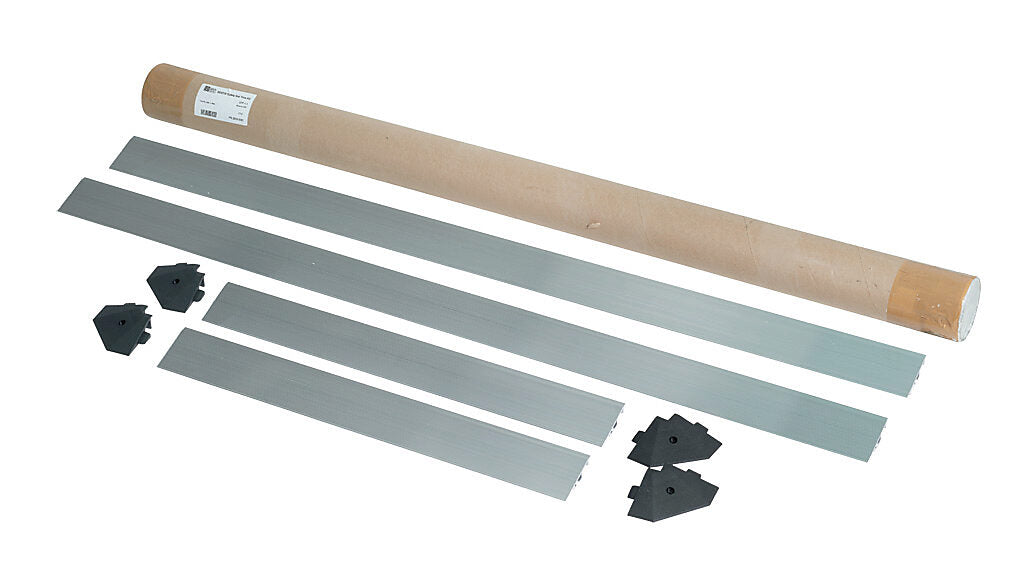 ASO Safety Solutions contact mat trim kit, aluminum. For use with 24 x 48in safety mats. Includes (4) trim corners and (4) mat trim pieces.-2010-0081