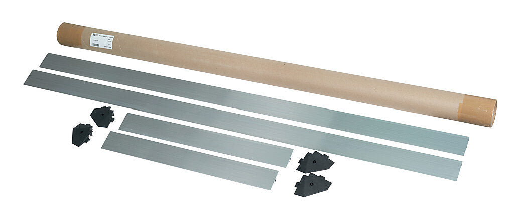 ASO Safety Solutions contact mat trim kit, aluminum. For use with 24 x 60in safety mats. Includes (4) trim corners and (4) mat trim pieces.-2010-0082