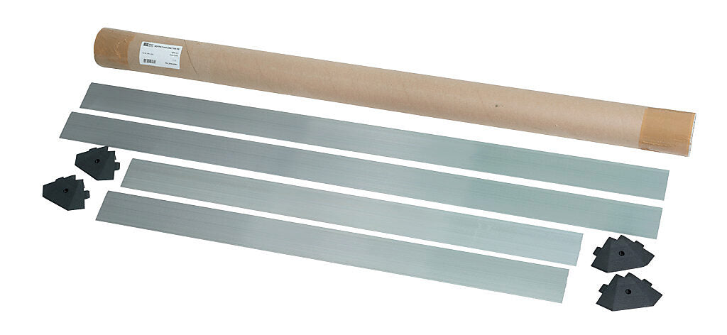 ASO Safety Solutions contact mat trim kit, aluminum. For use with 36 x 48in safety mats. Includes (4) trim corners and (4) mat trim pieces.-2010-0084