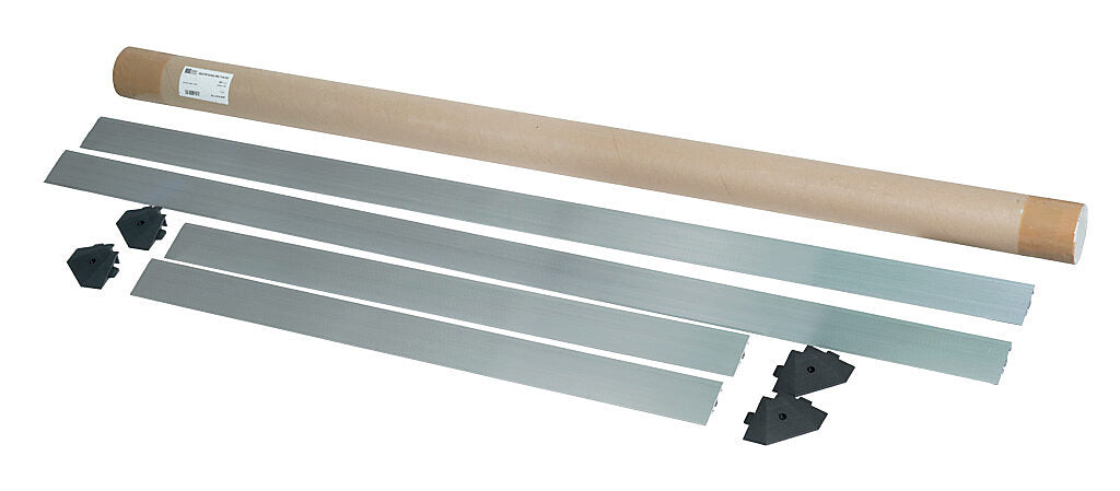 ASO Safety Solutions contact mat trim kit, aluminum. For use with 36 x 60in safety mats. Includes (4) trim corners and (4) mat trim pieces.-2010-0085