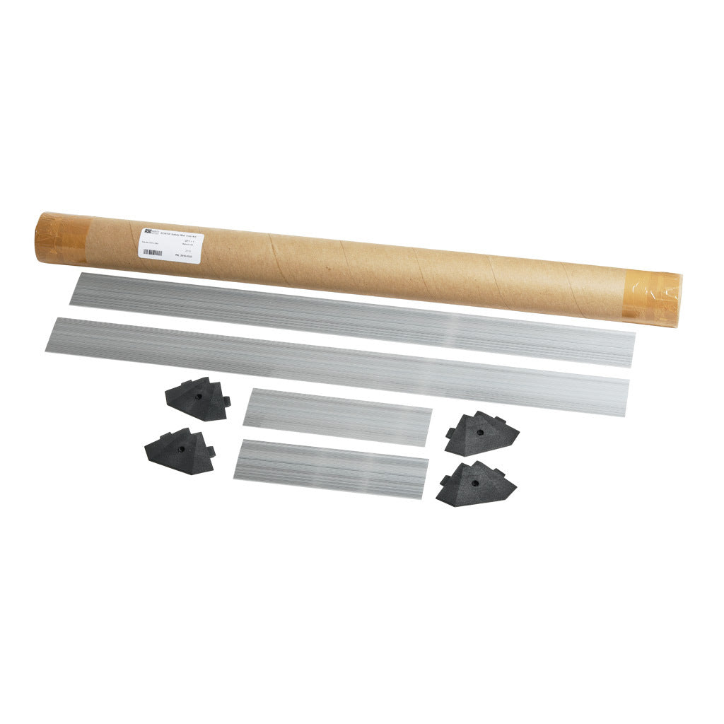 ASO Safety Solutions contact mat trim kit, aluminum. For use with 12 x 36in safety mats. Includes (4) trim corners and (4) mat trim pieces.-2010-0122