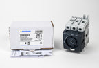 Socomec SIRCO M series rotary disconnect switch, load break capable, 3-pole, 600 VAC, 32A, 65kA SCCR, DIN rail or panel mount, UL 508 rated, front or side operated, accepts 5 x 5mm size shaft.-22003003