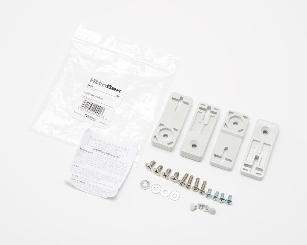 AttaBox mounting feet kit, polycarbonate. For use with Heartland series enclosures. Includes (4) mounting feet and mounting hardware.-AHAK