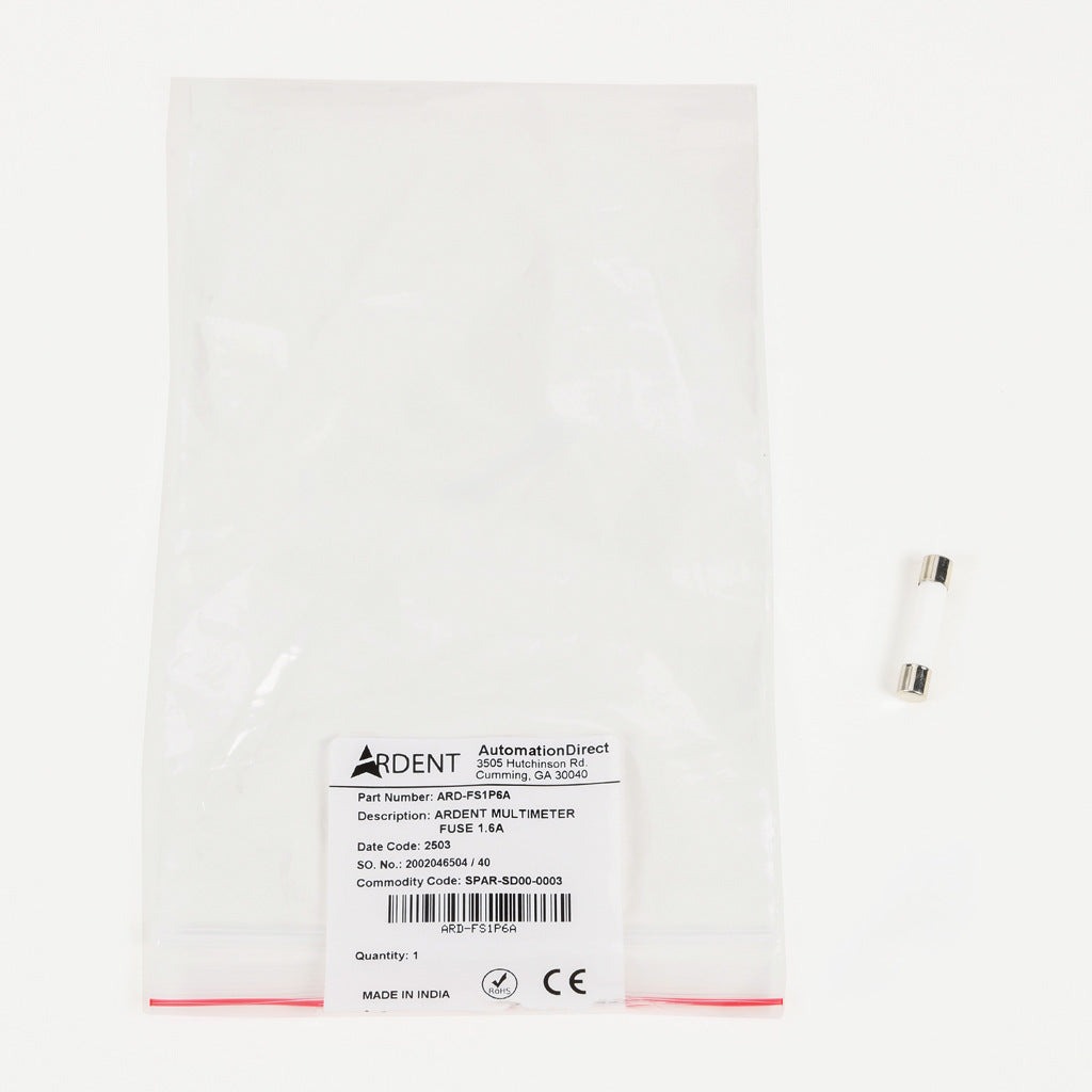 ARDENT fuse, replacement, 1.6A. For use with ARD-MM410, ARD-MM612, ARD-MM613, ARD-MM615, ARD-MM616 and ARD-IT30.-ARD-FS1P6A