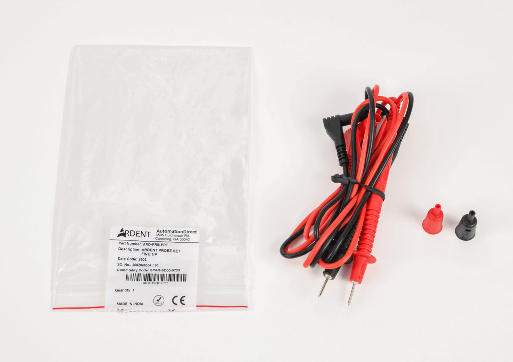 ARDENT test lead set, replacement, CAT IV 600V/CAT lll 1000V, 48in length. For use with all ARDENT multimeters and clamp meters. Fine tip CATIV 600V probe covers included.-ARD-PRB-FPT