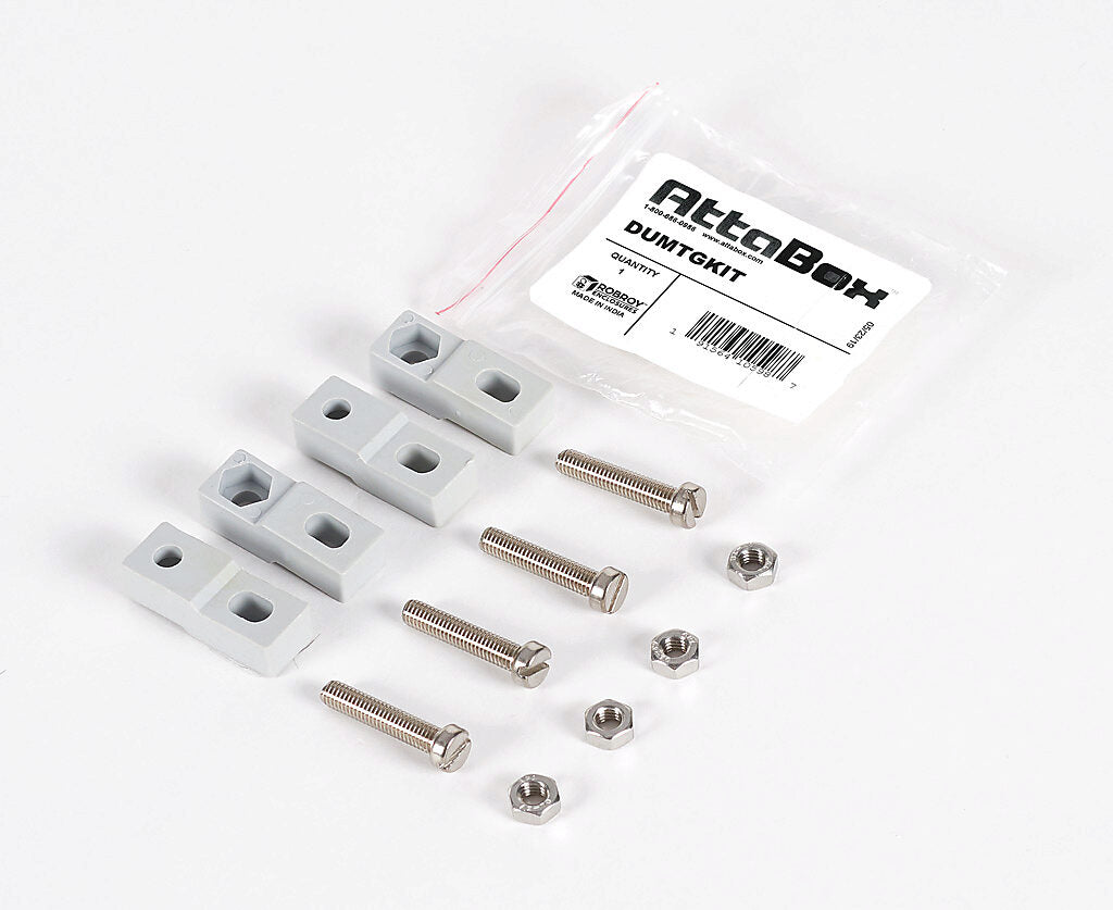 AttaBox mounting feet kit, fiberglass reinforced polyester. For use with up to 16 x 16 x 5in (HxWxD) DuraShield series enclosures. Includes (4) mounting feet and mounting hardware.-DUMTGKIT
