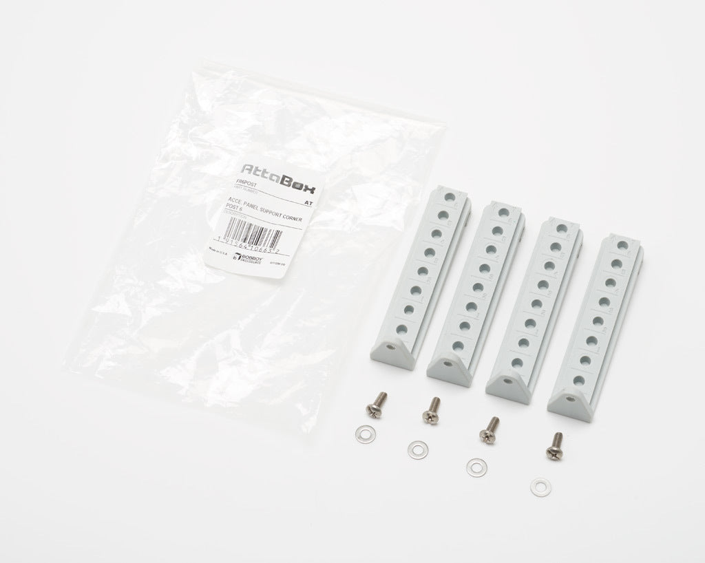 AttaBox Freedom series corner post, package of 4. For use with 10 x 8 x 6in, 12 x 10 x 6in and 14 x 12 x 6in Freedom series enclosures. Mounting screws included.-FR6POST