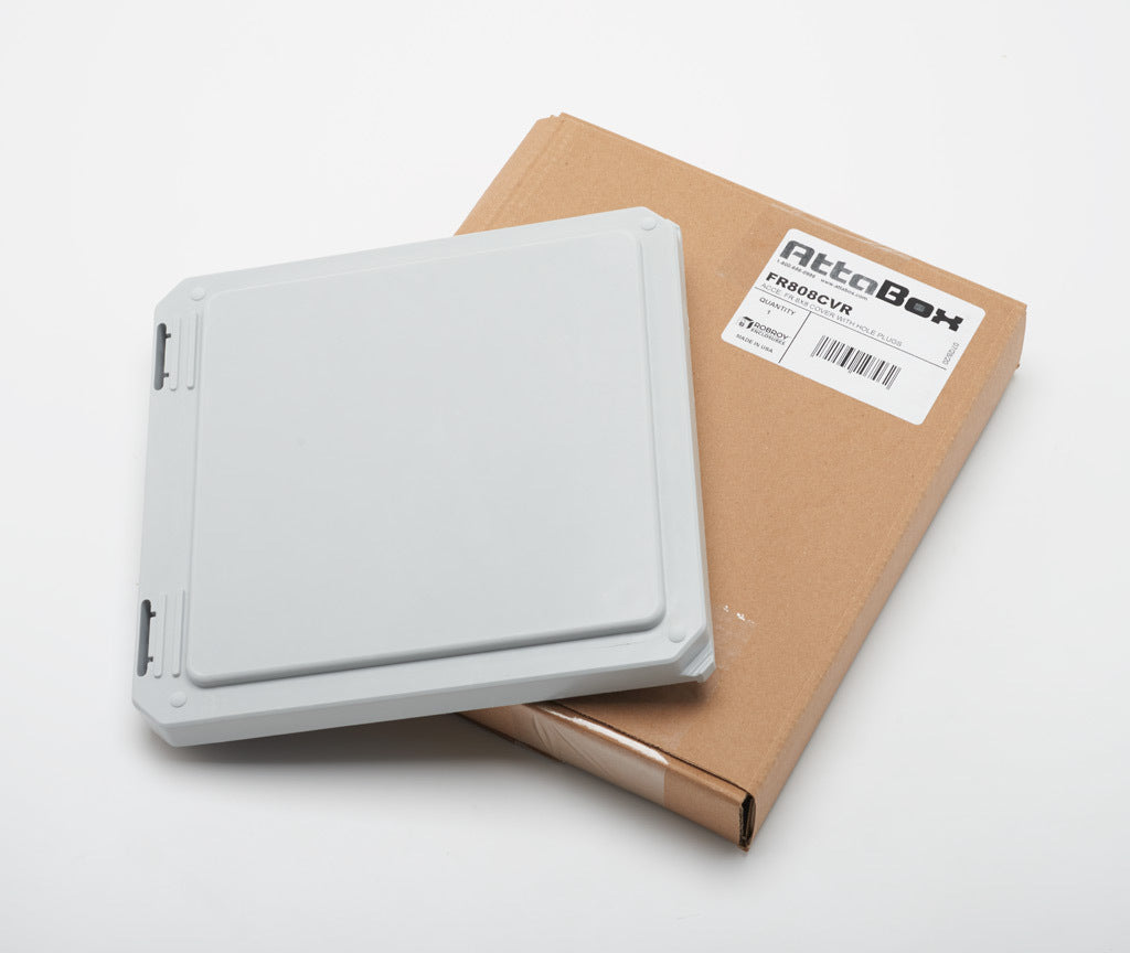 AttaBox opaque door, fiberglass reinforced polyester, Pantone 428 C glacier gray. For use with 8 x 8in (HxW) Freedom series enclosures.-FR808CVR