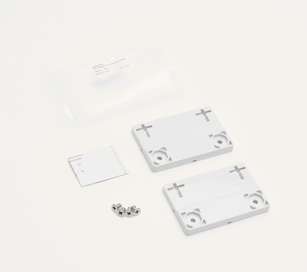 AttaBox mounting flanges, replacement, polycarbonate. For use with 6in wide Heartland series enclosures. Includes (2) mounting flanges and mounting hardware.-MFK6