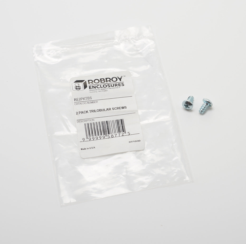 AttaBox trilobular self-tapping screw, replacement, #10-14 x 0.375in, Phillips pan head, aluminum. Package of 2. For use with Heartland series enclosures.-RE2PKTBS