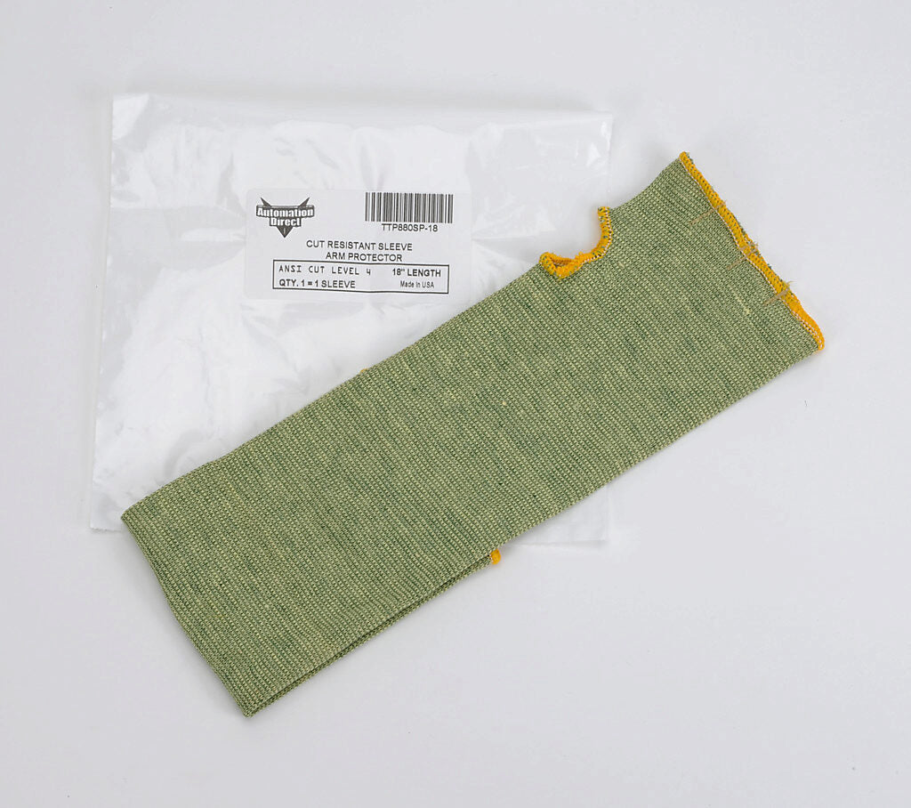 Arm protection sleeve with thumb hole, cut resistant, single-layer knit, ANSI cut level 4 (ASTM F1790-97), 18in length. For use with fits left or right arm.-TTP880SP-18