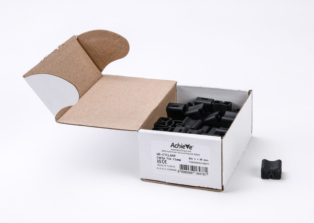 AchieVe cable tie attachment, black. Package of 50. For use with Achieve wire duct 1.5in width or larger. Use along with a cable tie to group wires together inside the wire duct.-WD-CTCLAMP