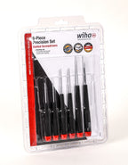 Wiha precision screwdriver set, slotted, 6 pieces, free-spinning cap.-WT26090