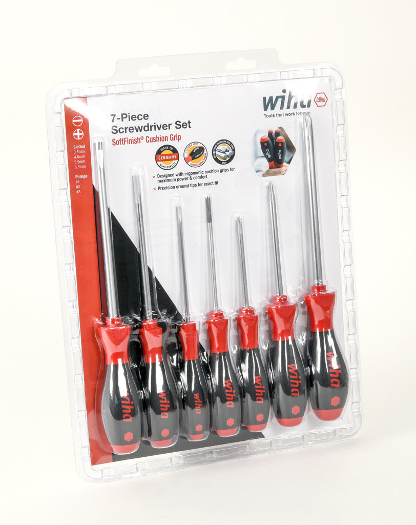 Wiha standard screwdriver set, Phillips and slotted, 7 pieces.-WT30278