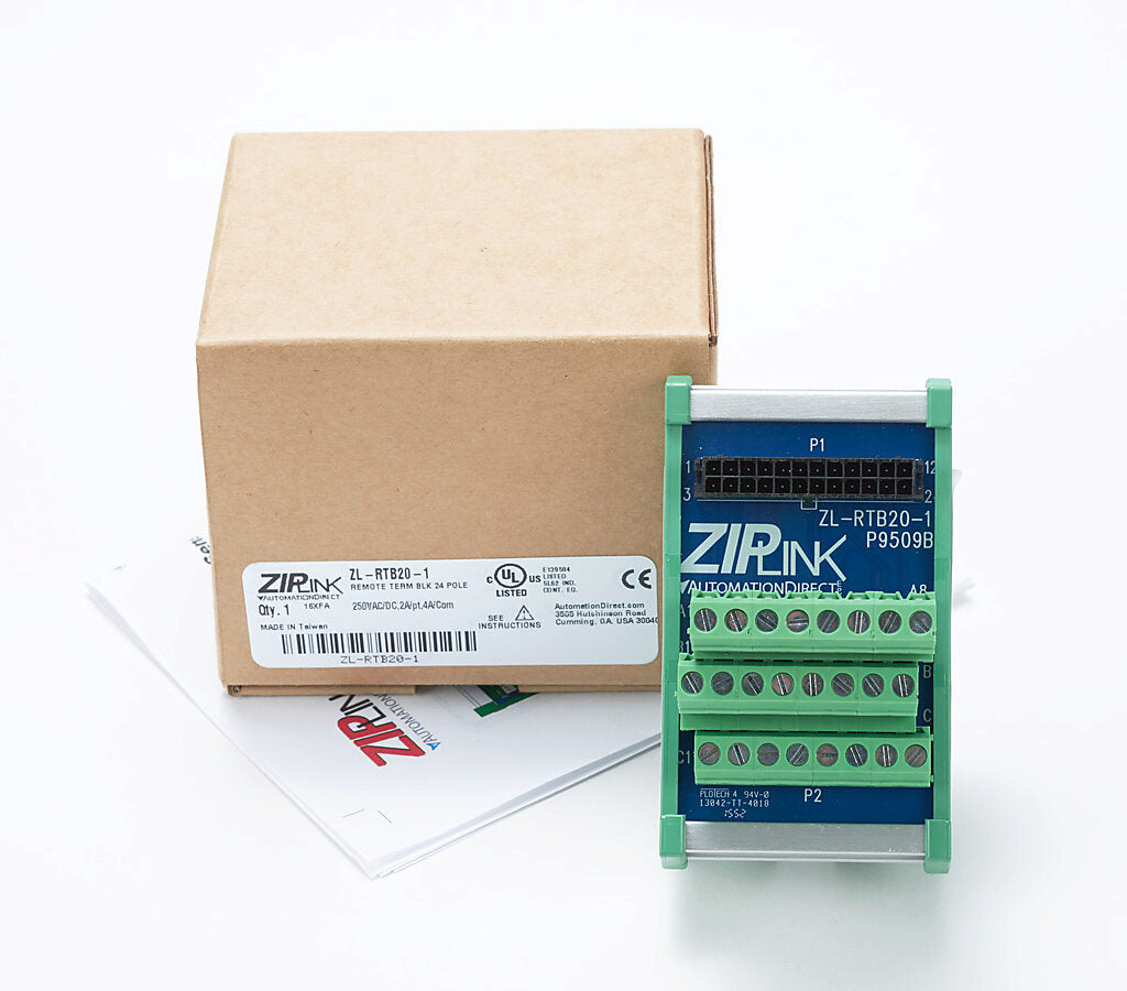 ZIPLink reduced-width feedthrough module, 24-pole, DIN rail mount.-ZL-RTB20-1