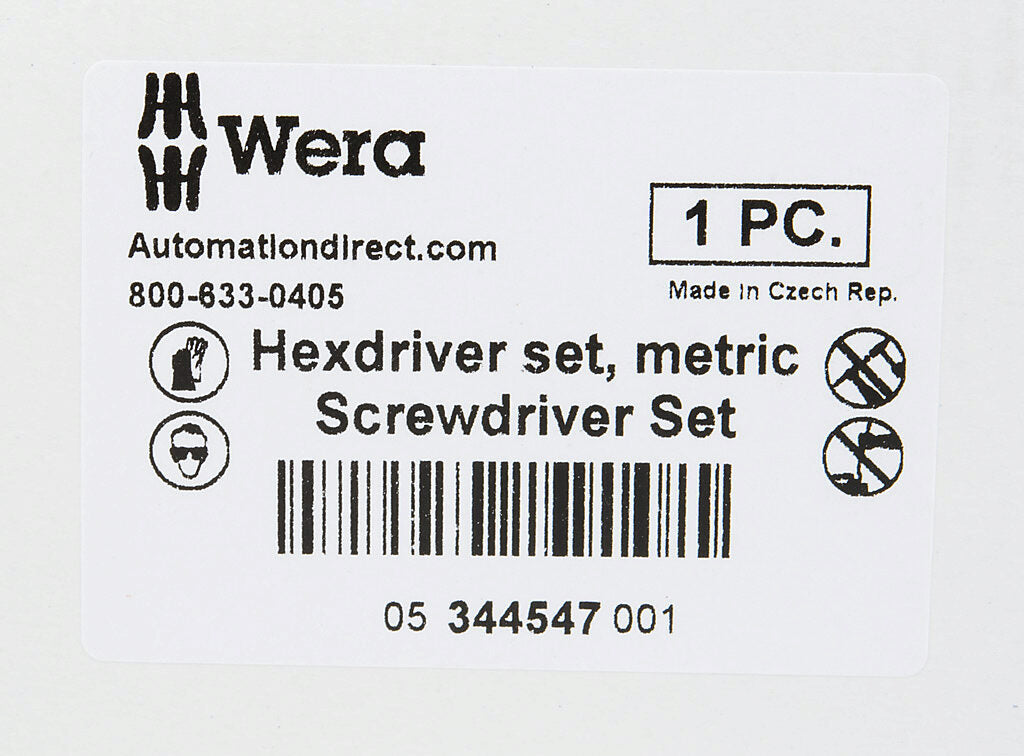 Wera T-handle hexdriver set, 8 pieces, metric.-05344547001