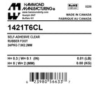 Hammond mounting feet, rubber, clear. Package of 24.-1421T6CL
