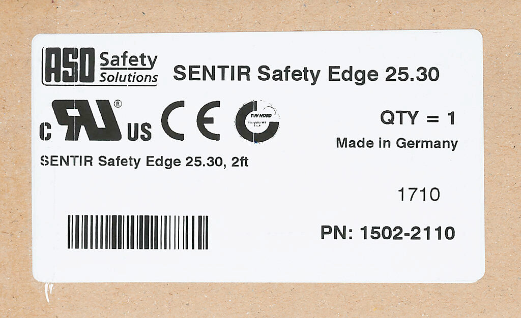 ASO Safety Solutions safety contact edge, 25 x 30mm, 2ft length. Aluminum mounting rail included. Purchase required end caps separately.-1502-2110
