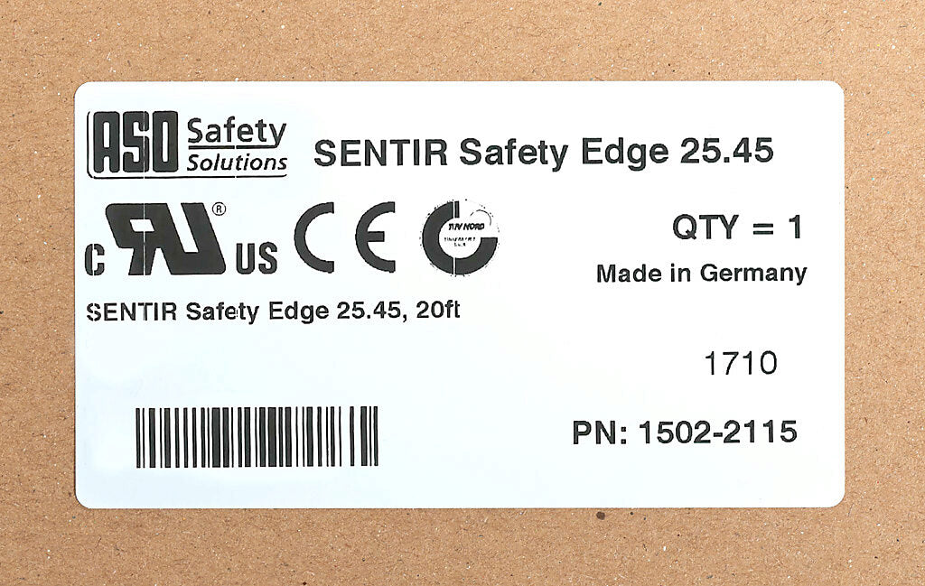 ASO Safety Solutions safety contact edge, 25 x 45mm, 20ft length. Purchase required end caps separately.-1502-2115