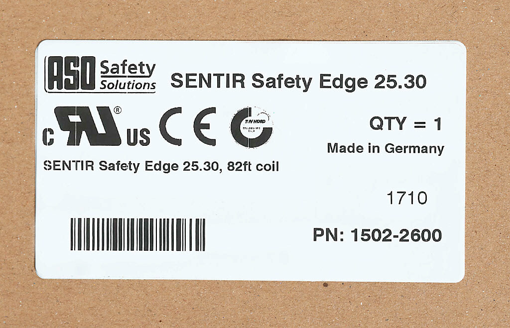 ASO Safety Solutions safety contact edge, 25 x 30mm, 82ft length. Purchase required end caps separately.-1502-2600
