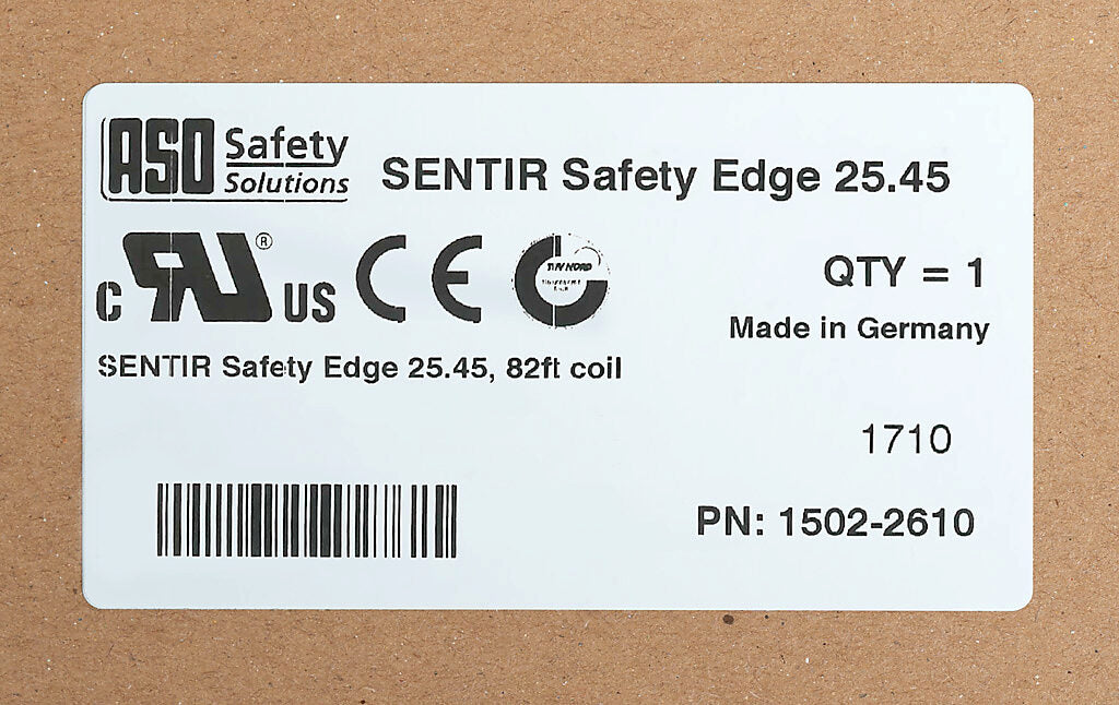 ASO Safety Solutions safety contact edge, 25 x 45mm, 82ft length. Purchase required end caps separately.-1502-2610