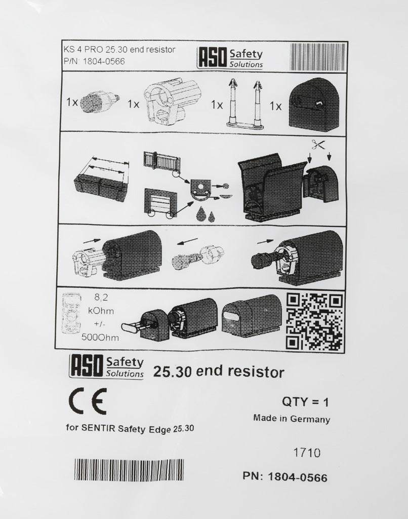 ASO Safety Solutions terminating resistor end cap, 8.2k ohm. For use with 25 x 30mm safety contact edge.-1804-0566