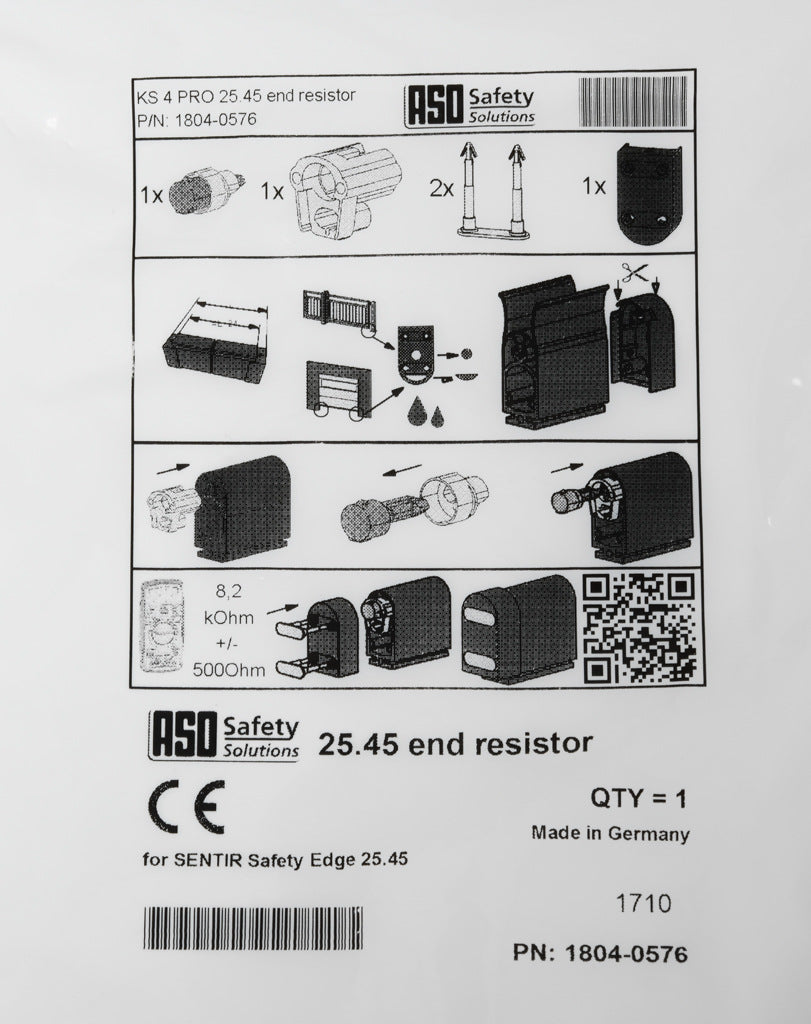 ASO Safety Solutions terminating resistor end cap, 8.2k ohm. For use with 25 x 45mm safety contact edge.-1804-0576