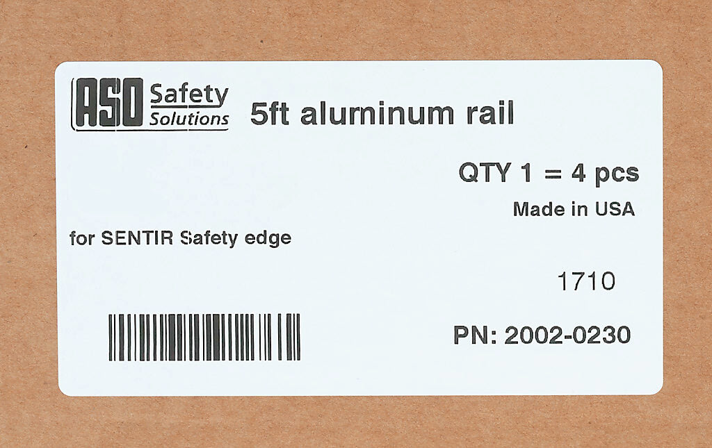 ASO Safety Solutions contact edge mounting rail, aluminum, 5ft length. Package of 4. For use with safety contact edges.-2002-0230