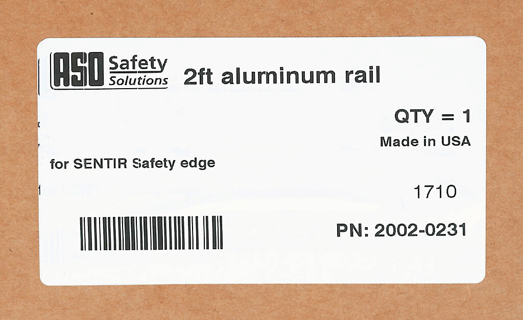 ASO Safety Solutions contact edge mounting rail, aluminum, 2ft length. For use with safety contact edges.-2002-0231
