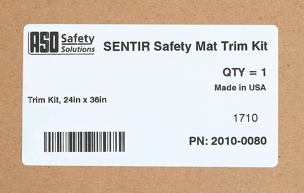 ASO Safety Solutions contact mat trim kit, aluminum. For use with 24 x 36in safety mats. Includes (4) trim corners and (4) mat trim pieces.-2010-0080
