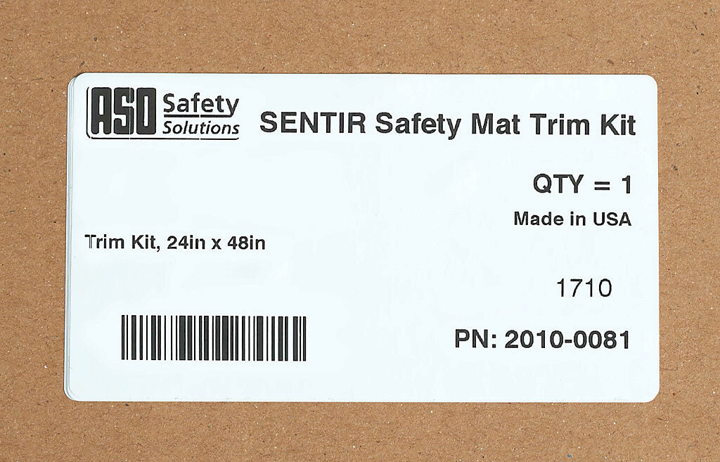 ASO Safety Solutions contact mat trim kit, aluminum. For use with 24 x 48in safety mats. Includes (4) trim corners and (4) mat trim pieces.-2010-0081
