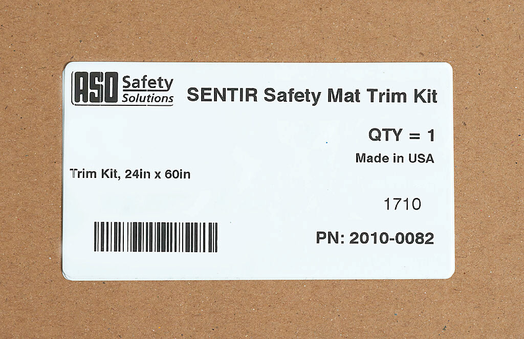 ASO Safety Solutions contact mat trim kit, aluminum. For use with 24 x 60in safety mats. Includes (4) trim corners and (4) mat trim pieces.-2010-0082